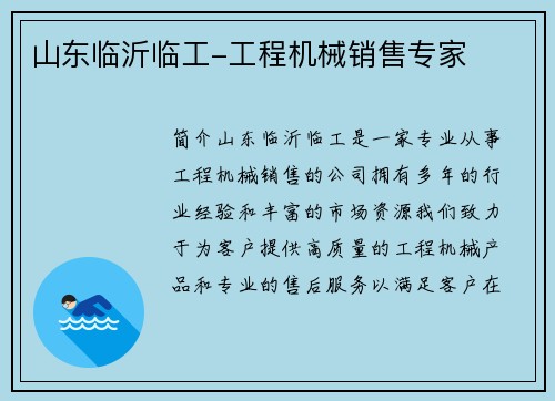 山东临沂临工-工程机械销售专家 山东临沂临工-工程机械销售专家